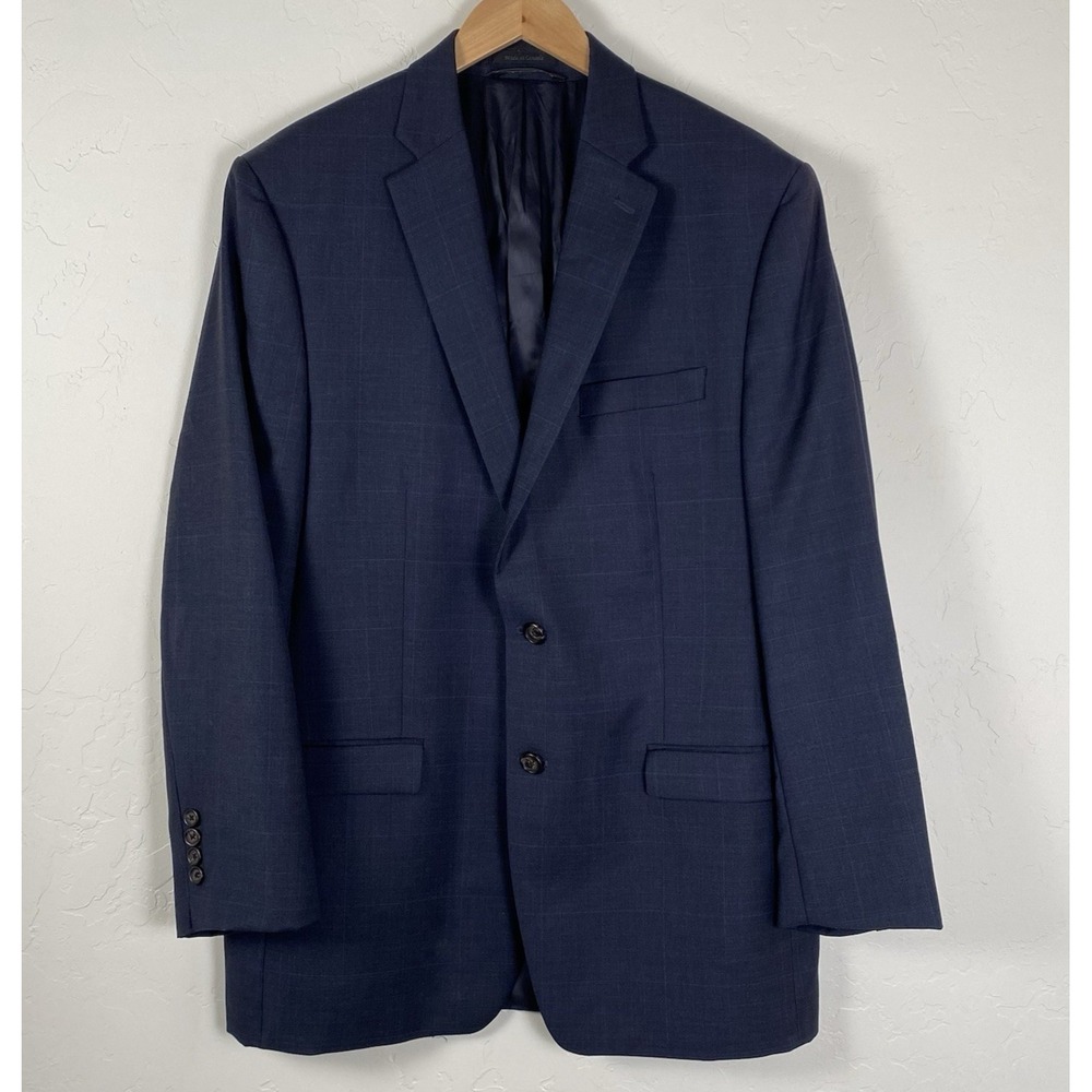 Lauren Ralph Lauren Men's Blue Plaid Sport Coat Large 100% Wool 2‎ Button Blazer